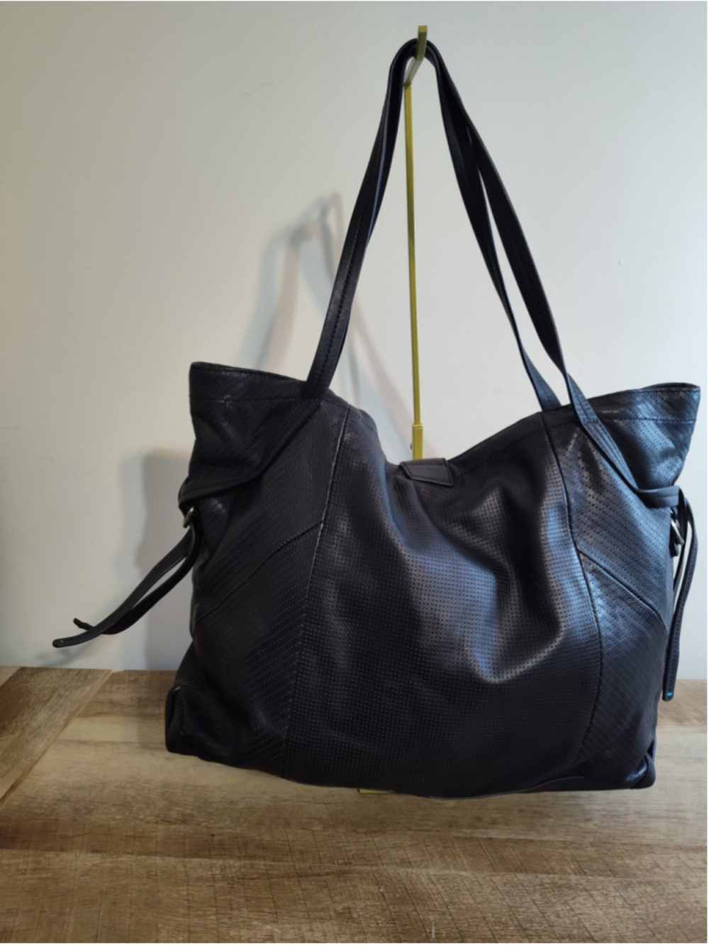 Women's Spendid Perforated Leather Tote Bag, One Size, Black - Picture 2 of 10